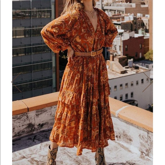 Spell Aurora boho maxi dress burnt ember L - Picture 7 of 8